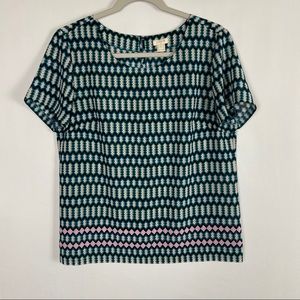 J. Crew Factory Geometric Print Short Sleeve Top